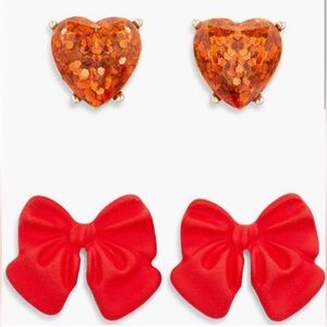 Leith Red Hearts and Bows Earring Set - NWT